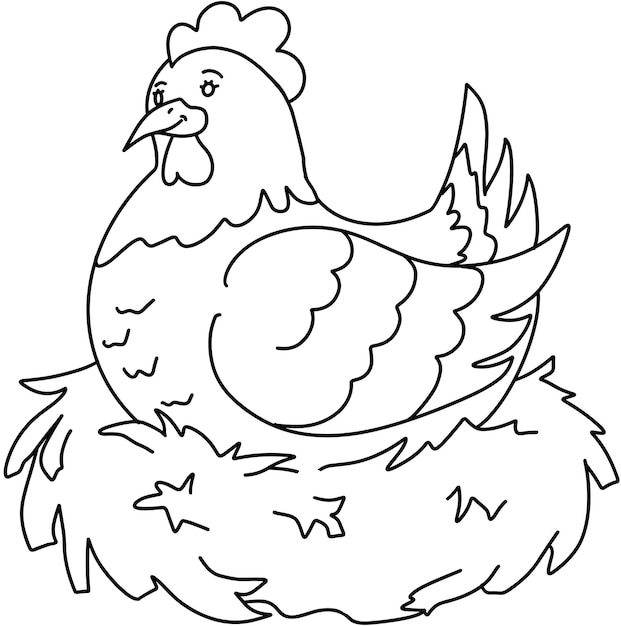 Pollo vettore seduto nel nido