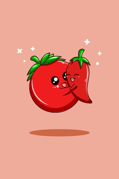 Pomodoro e peperoncino nell'illustrazione del fumetto del giorno vegetariano