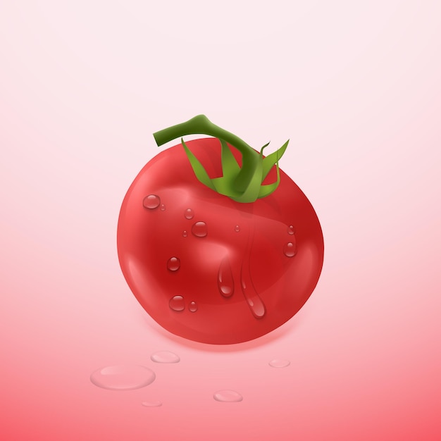 Pomodoro maturo e rosso isolato, pomodoro in stile realistico, illustrazione