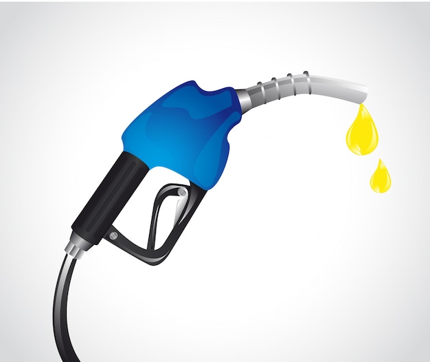 pompa di benzina blu con gocce su sfondo grigio vettoriale