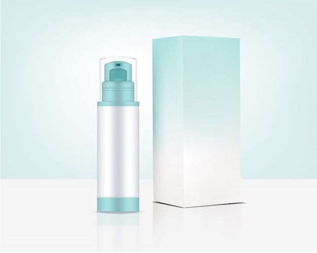Pompa per bombole spray Mock up Cosmetici biologici realistici e scatola per prodotti per la cura della pelle