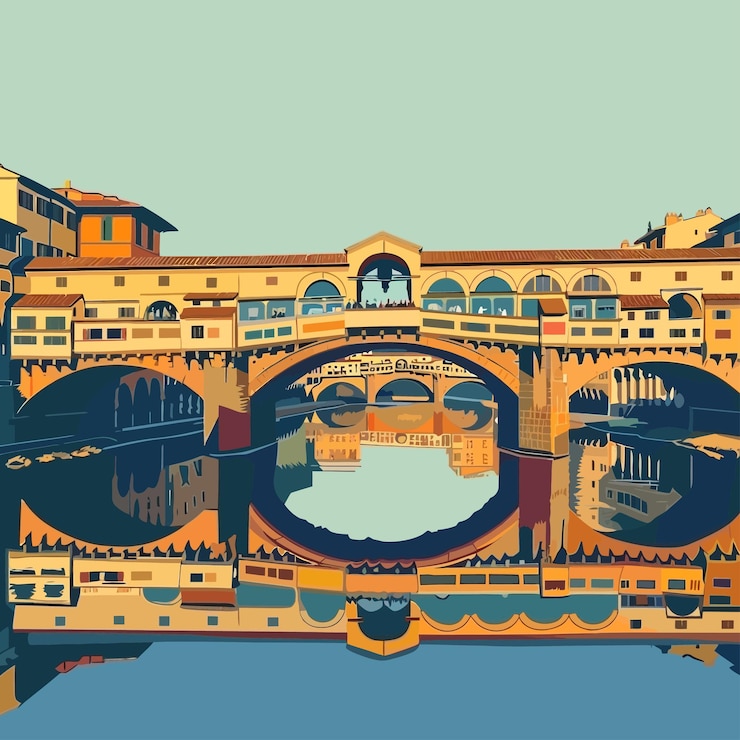 Vettore ponte_in_florence_ponte_vecchio_oltre_il_fiume