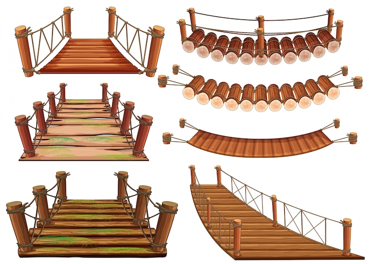 Vettore ponti in legno in diversi design