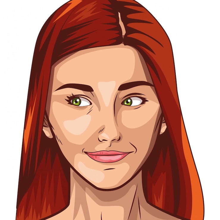 Vettore pop art bella donna faccia cartoon