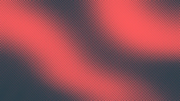 Pop Art Dots ondulato mezzo tono modello vettoriale strutturato sfondo astratto blu rosso