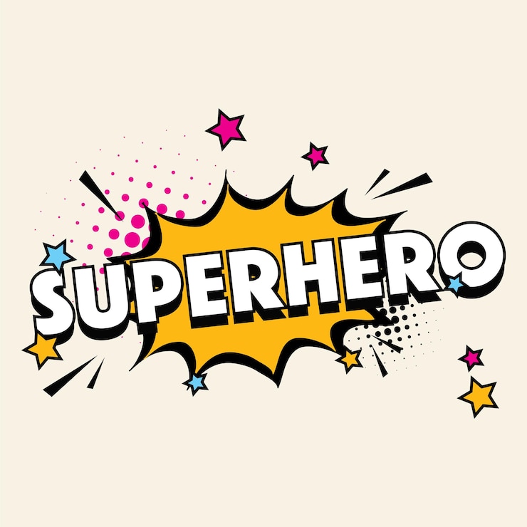 Vettore pop art style superhero comic word con effetti a mezza tonalità