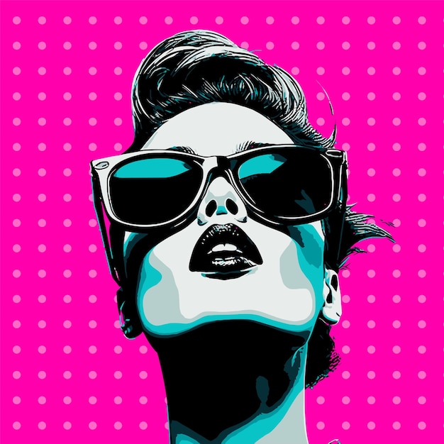 Pop Art Vector Illustration con occhiali eleganti