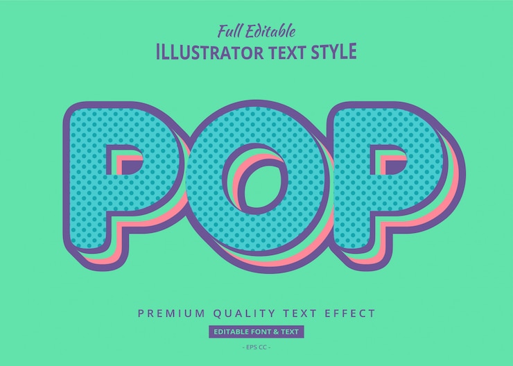 Vettore pop pastel text effect