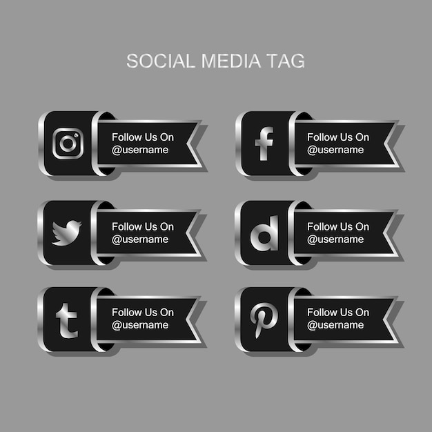 Popolare Social Media Silver Icon Tag