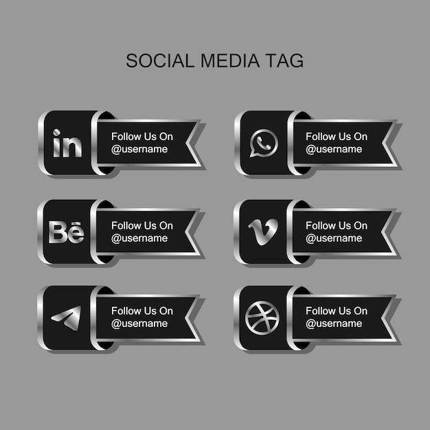 Popolare Social Media Silver Icon Tag