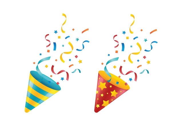 Poppers di festa con confetti e streamers