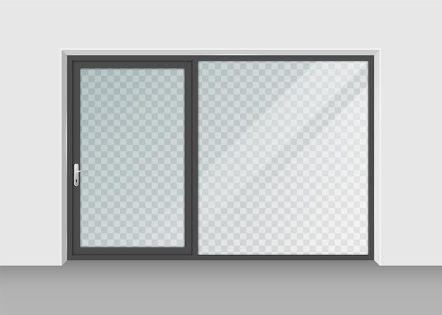 Porta con vetro trasparente isolato su sfondo Illustrazione vettoriale