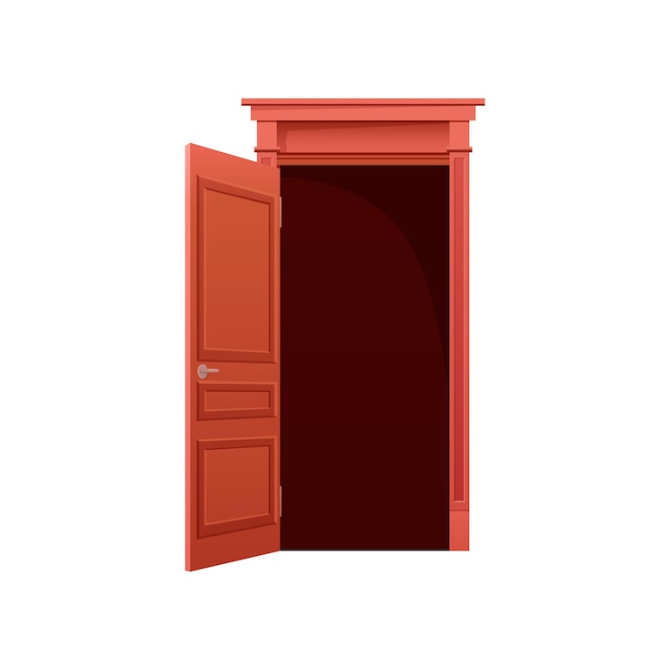 Vettore porta d'ingresso aperta animata
