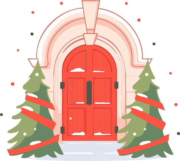 Porta di Natale disegnata a mano in stile piatto