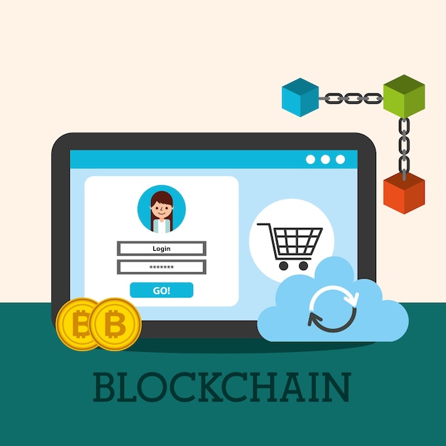 portafoglio tablet digitale nuvola dati bitcoin blockchain