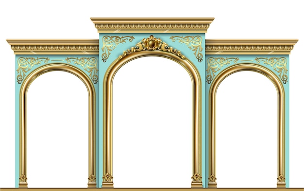 Portale dell'arco di trionfo dorato Arcata in oro blu barocco