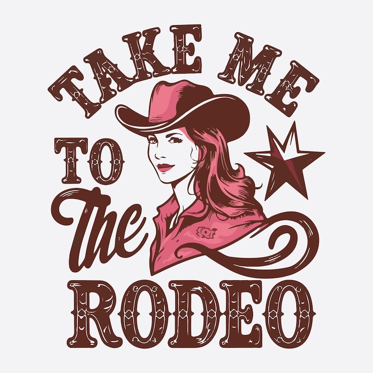 Vettore portami al rodeo vintage western cowgirl t-shirt design