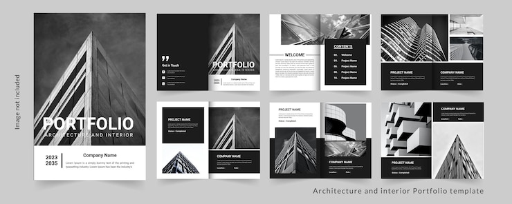 Vettore portfolio design portfolio di architettura o di progetti o di interni
