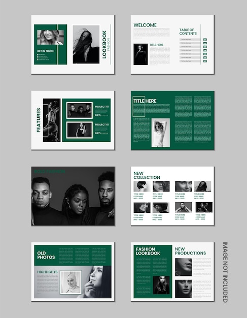 Portfolio di fotolibri di moda o modello di opuscolo di 16 pagine