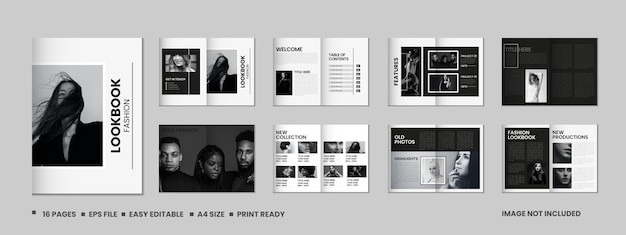Portfolio di fotolibri di moda o modello di opuscolo di 16 pagine