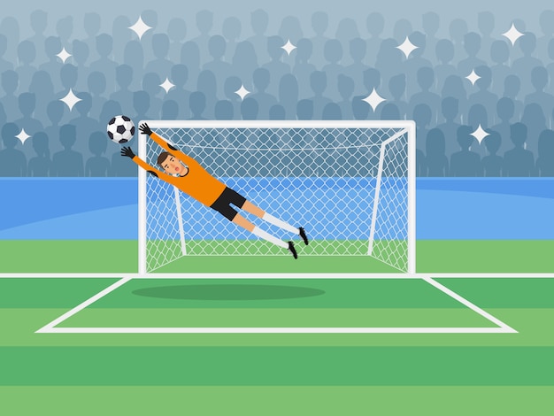 Portiere nell&#39;area giocando