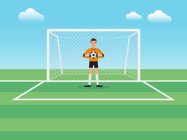 Portiere nell&#39;area giocando