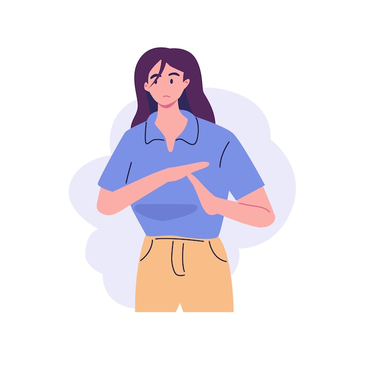 Vettore posa di una donna che rifiuta qualcosa di piatto stile illustrazione progettazione vettoriale