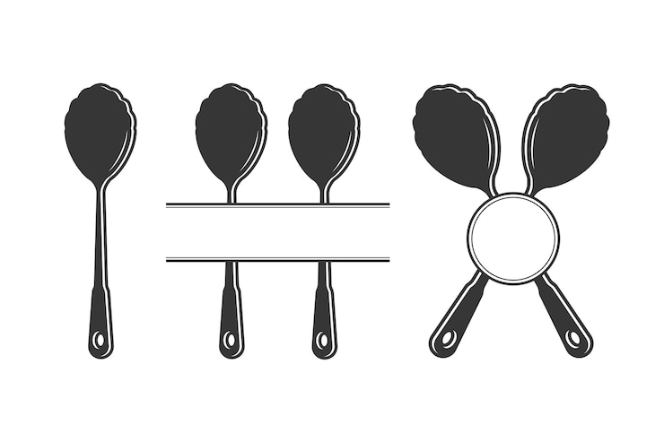 Vettore posate monogramma posate sagoma forchetta vettore attrezzatura ristorante forchetta cucchiaio e coltello