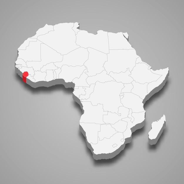 Posizione del paese in Africa mappa 3d Sierra Leone