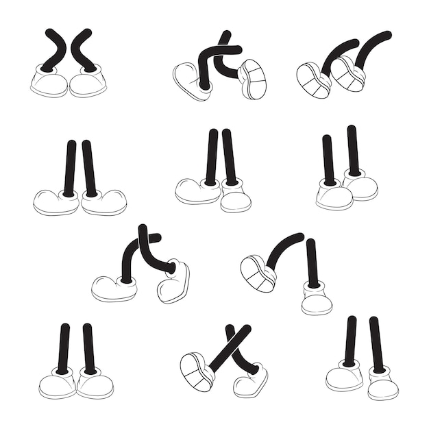 Posizioni delle gambe e dei piedi dei cartoni animati