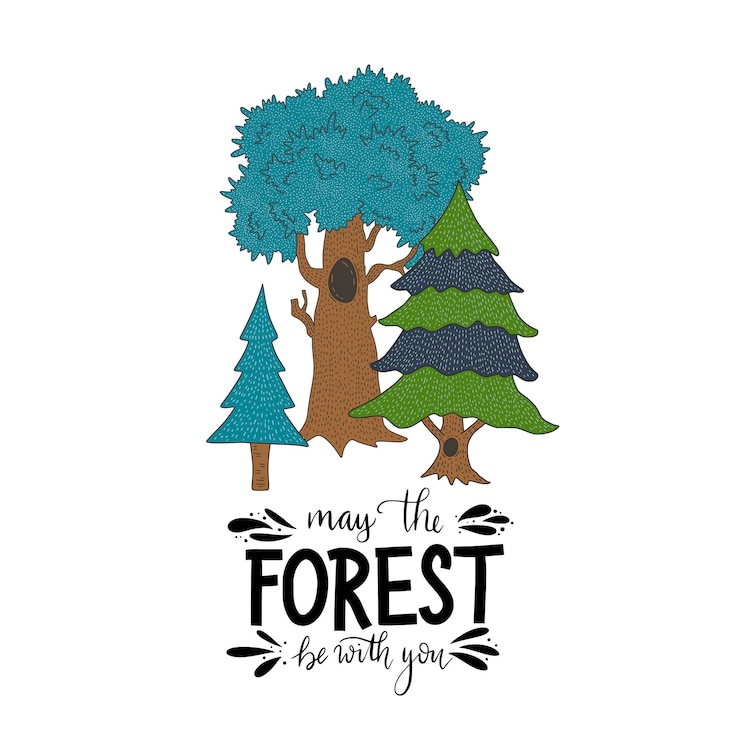 Vettore possa la foresta essere con te carta di lettere vettoriali