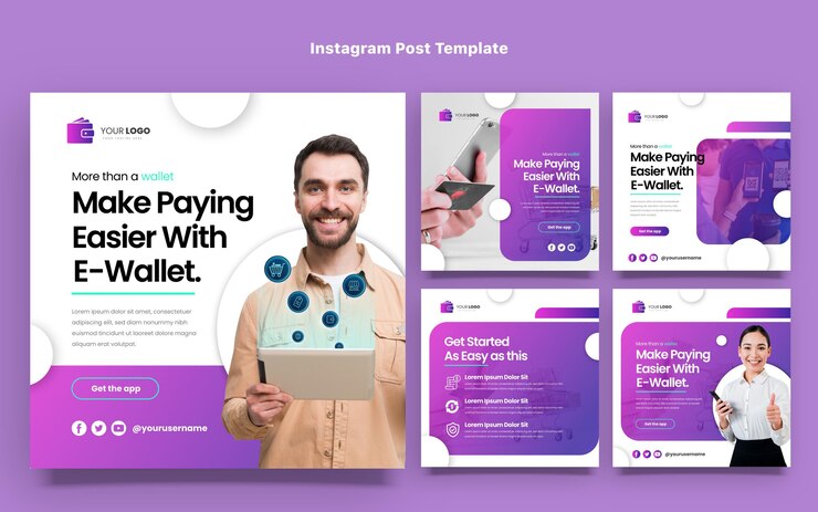 Vettore post di instagram con tecnologia minimale dal design piatto