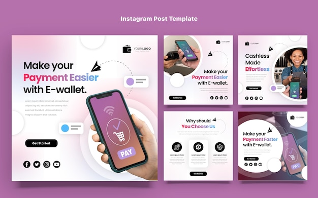 Post di instagram con tecnologia minimale dal design piatto
