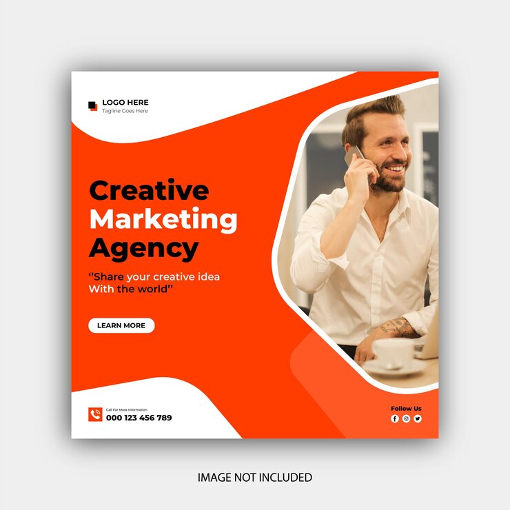 Post di instagram dell'agenzia di marketing digitale e modello di banner sui social media