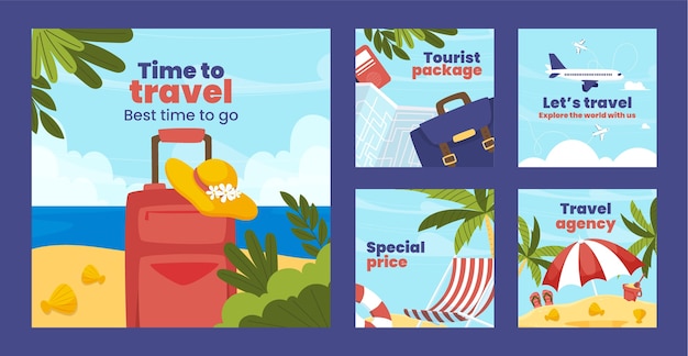 Post di instagram dell'agenzia di viaggi disegnati a mano