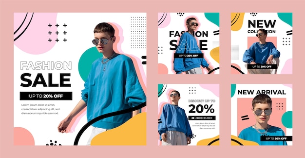 Post di instagram della collezione di moda disegnati a mano