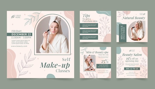 Post di instagram di beauty spa disegnati a mano