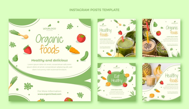 Post di instagram di cibo biologico dal design piatto