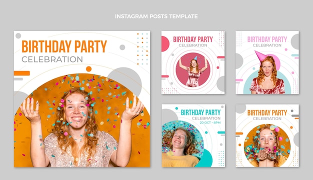 Post di instagram di compleanno minimo dal design piatto