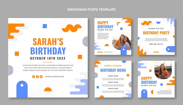 Post di instagram di compleanno minimo dal design piatto