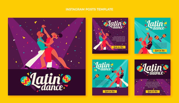 Post di instagram di festa di ballo latino disegnato a mano