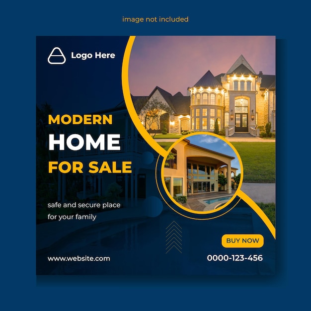 Post di Instagram di Real State Home e post sui social media e modello di banner web