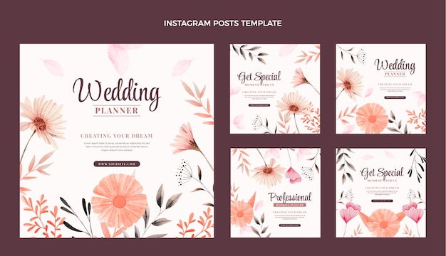 Post di instagram di wedding planner dell'acquerello