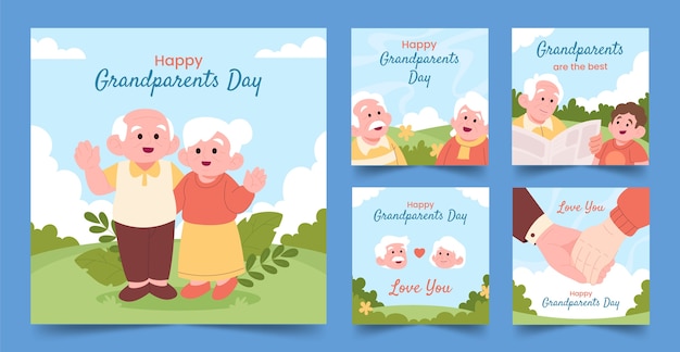 Post di Instagram disegnati a mano per il giorno dei nonni