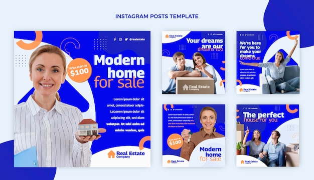 Post di instagram immobiliare geometrico astratto piatto