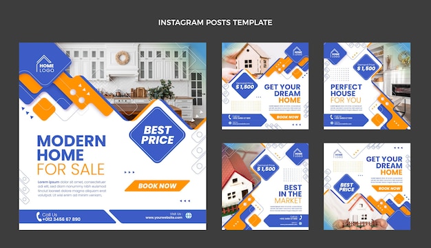 Post di instagram immobiliare geometrico design piatto