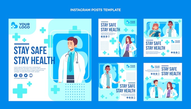 Post di instagram medico dal design piatto