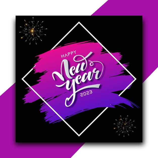 Post di social media di buon anno o modello di banner di instagram