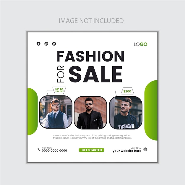 Post di social media di vendita di moda e modello di banner web