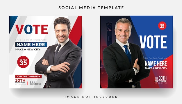 Post di social media elettorale e modello di banner web